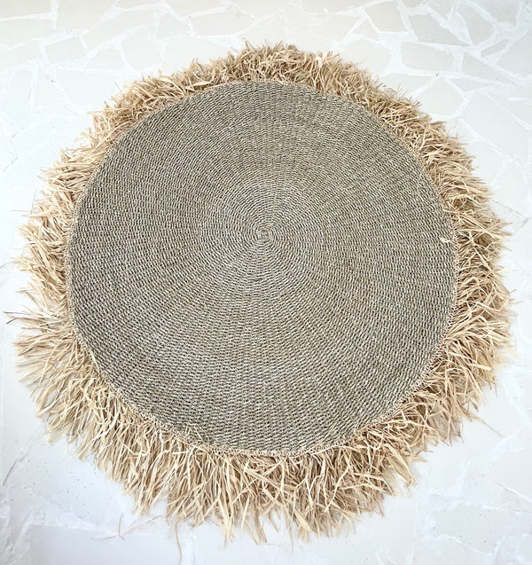 Seagrass Circular Rug with Raffia | NATURAL