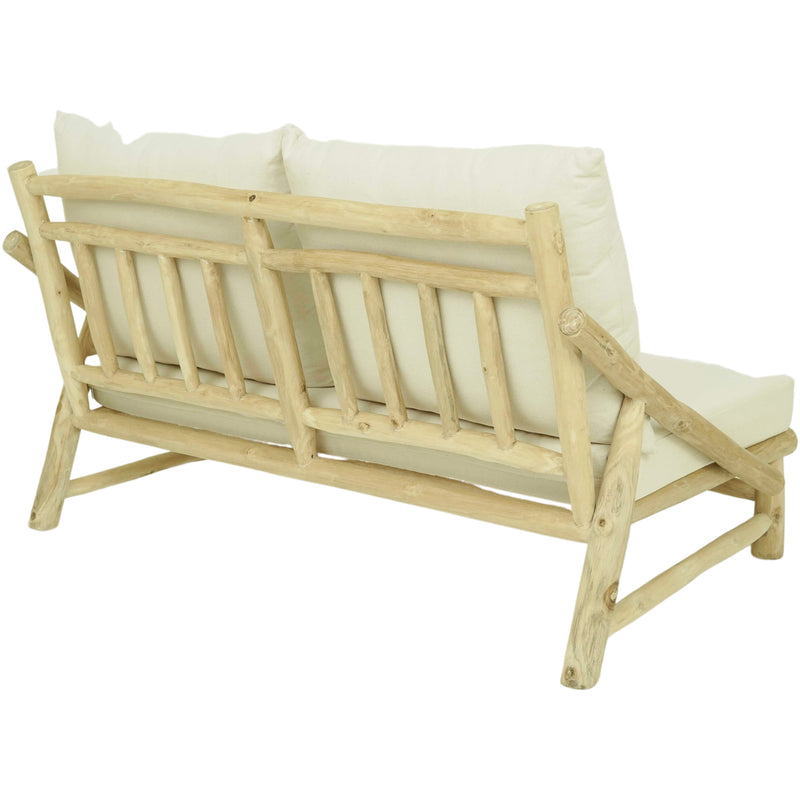 Teak Two Seater Lounger with Cushions