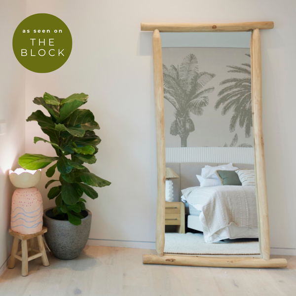 Single Teak Branch Mirror