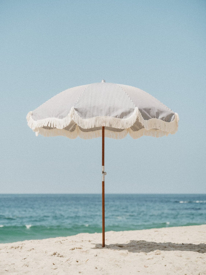 Business and Pleasure | The Premium Beach Umbrella - Lauren's Navy Stripe