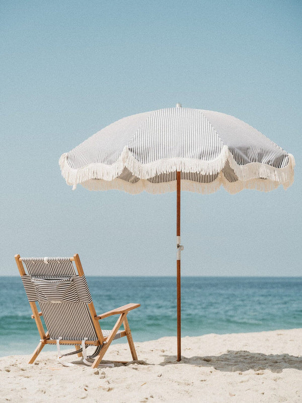 Business and Pleasure | The Premium Beach Umbrella - Lauren's Navy Stripe