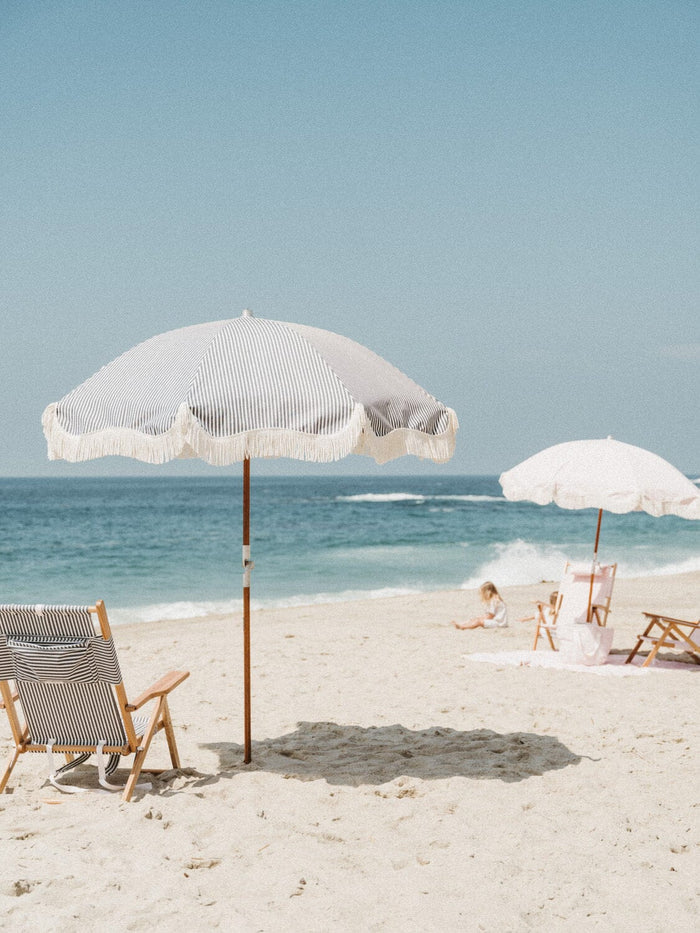 Business and Pleasure | The Premium Beach Umbrella - Lauren's Navy Stripe