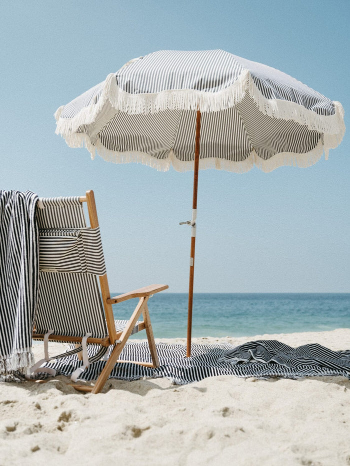 Business and Pleasure | The Premium Beach Umbrella - Lauren's Navy Stripe