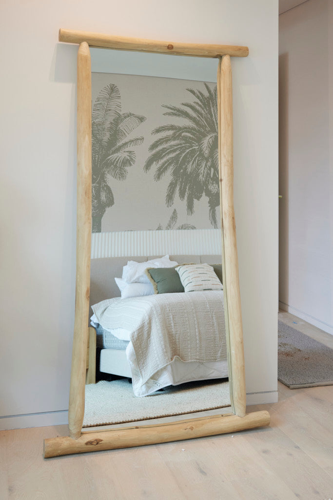 Single Teak Branch Mirror