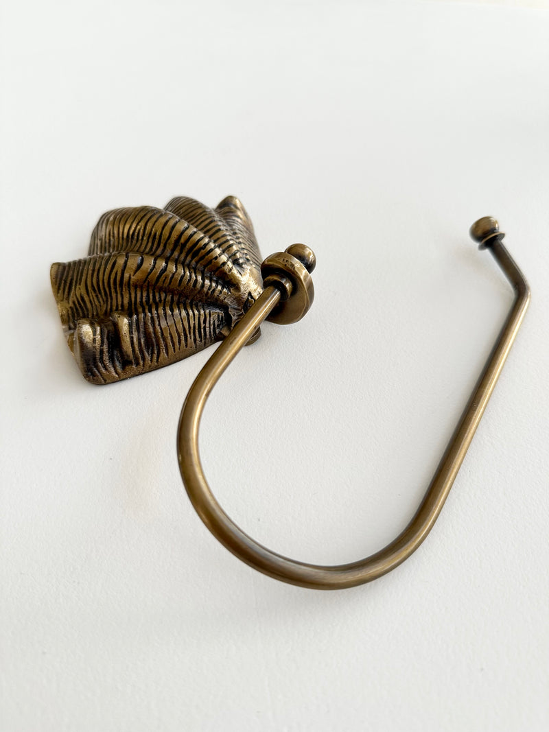 Antique Brass Toilet Roll Holder | Clam Shell