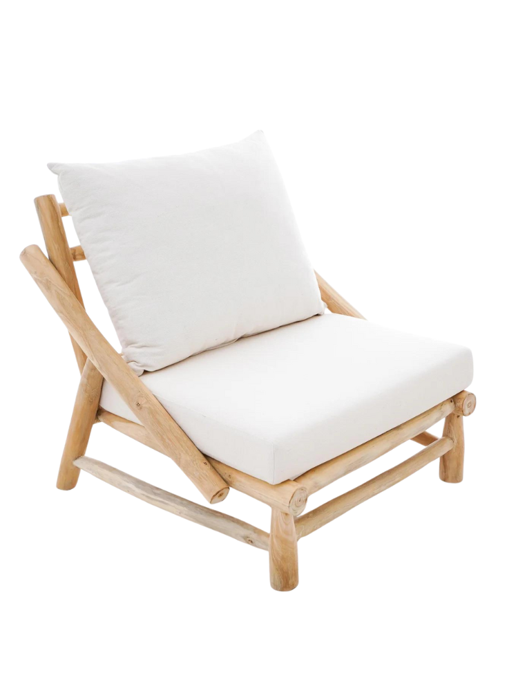 Teak One Seater Lounger with Cushions