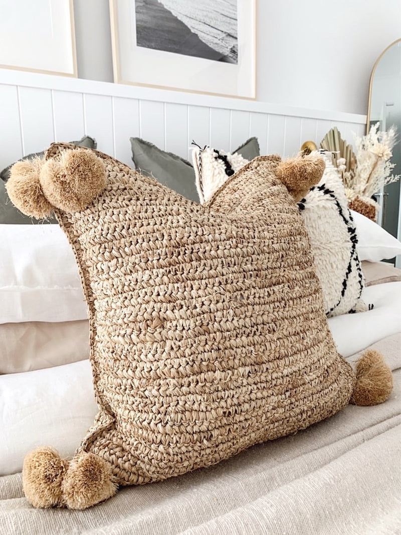 Seagrass Pom Pom Cushion
