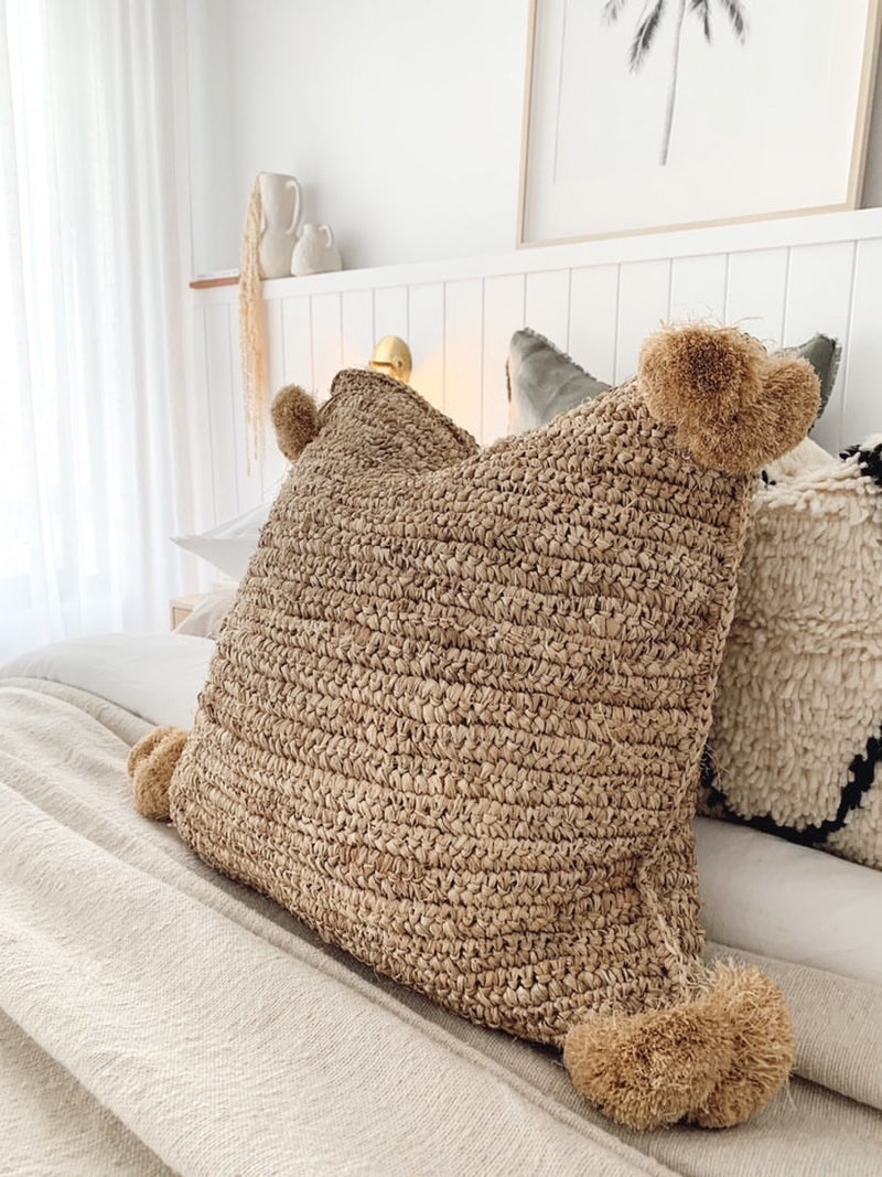 Seagrass Pom Pom Cushion