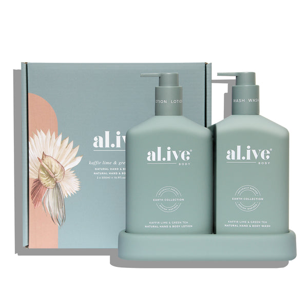 al.ive body | WASH & LOTION DUO + TRAY - KAFFIR LIME & GREEN TEA