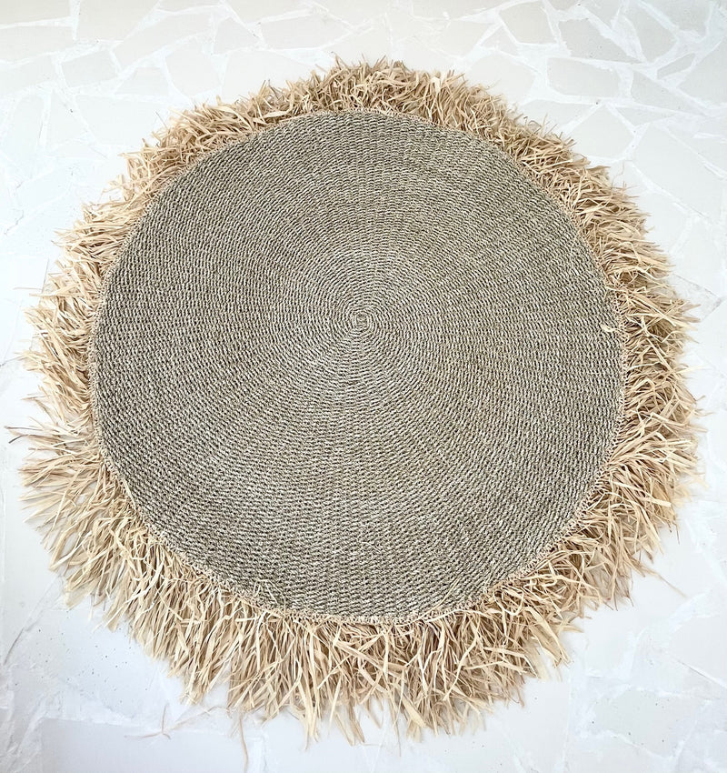 Seagrass Circular Rug with Raffia | NATURAL