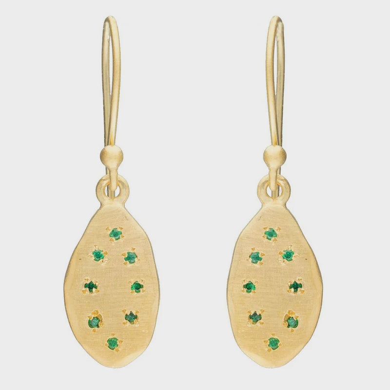 Rubyteva Design | Irregular oval Green Zircon earrings