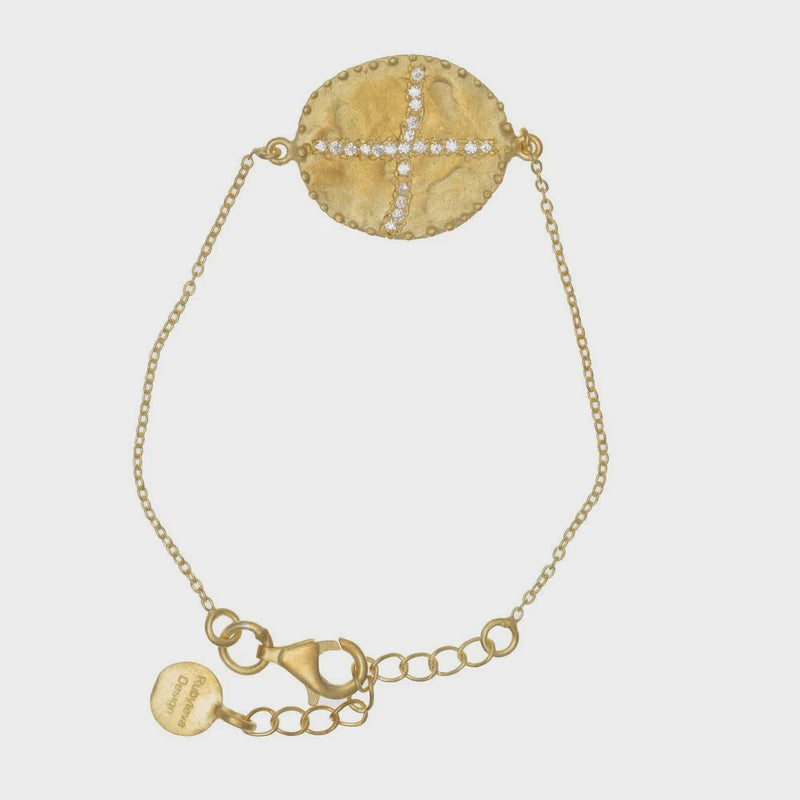 Rubyteva Design | Oval Cubic Zirconia Cross Bracelet