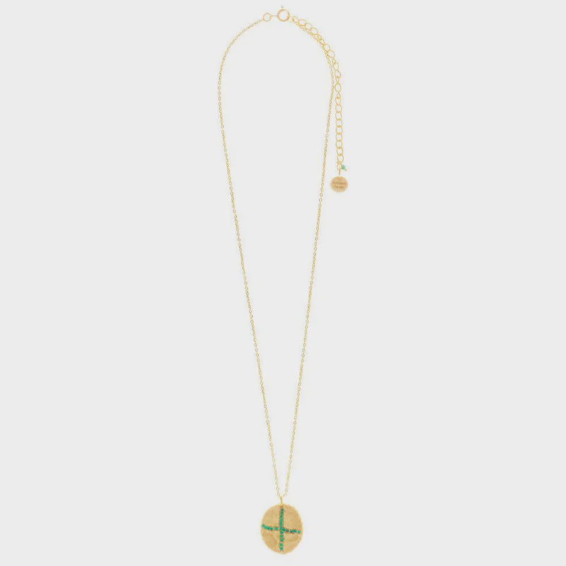 Rubyteva Design | Green Zircon cross necklace
