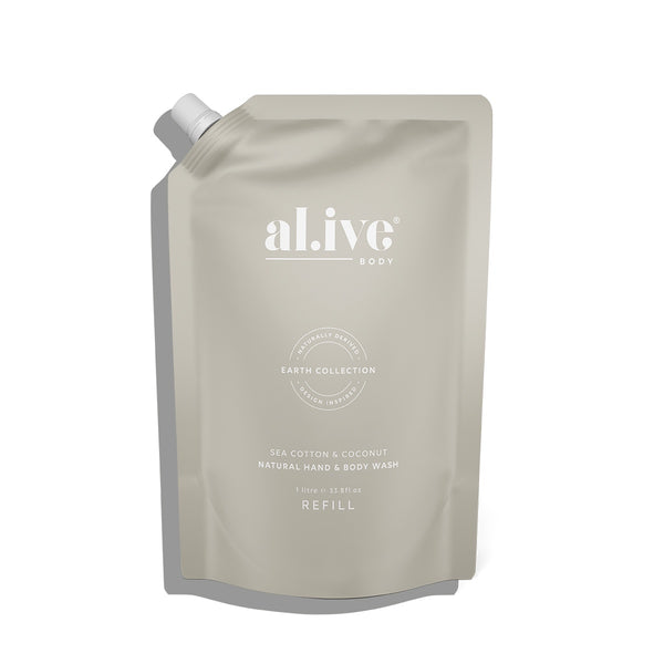 al.ive body | 1 Ltr Wash Refill - Sea Cotton & Coconut