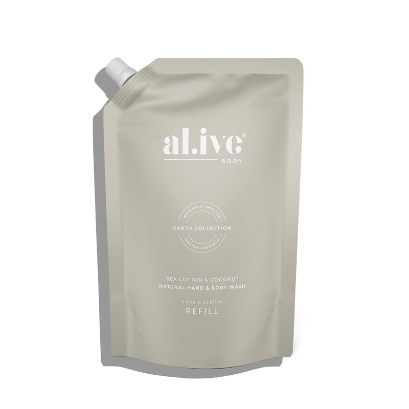 al.ive body | 1 Ltr Wash Refill - Sea Cotton & Coconut