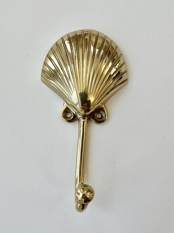 BRASS WALL HOOK | CLAM SHELL |  STYLE D