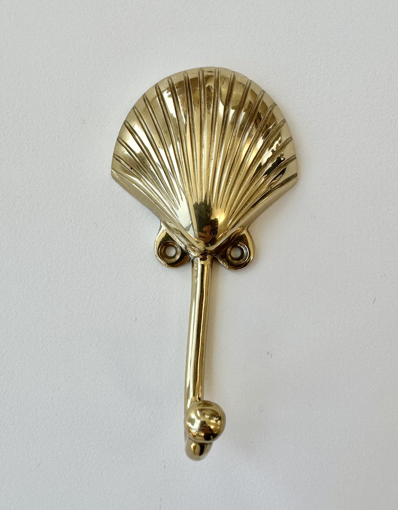 BRASS WALL HOOK | CLAM SHELL |  STYLE D