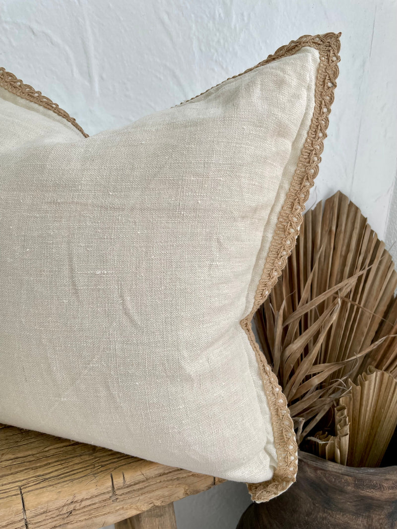 Jute & Ivory 100% Flax Linen Cushion | 50CM X 50CM