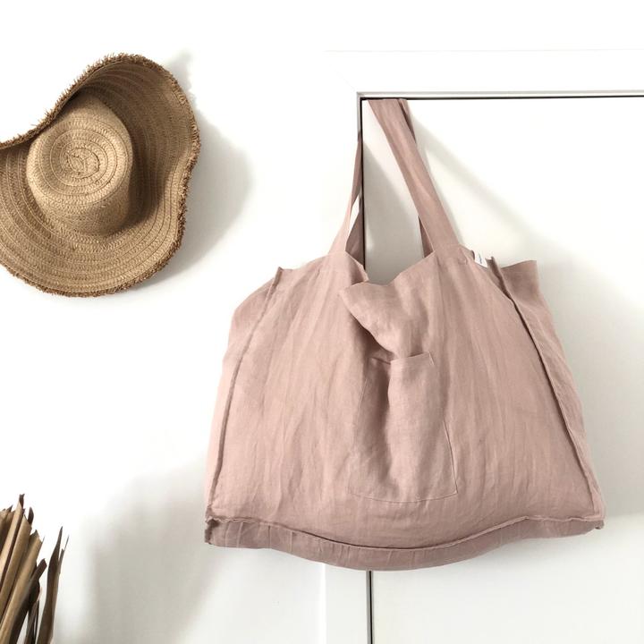 The Weekender Linen Tote | Dusty Pink