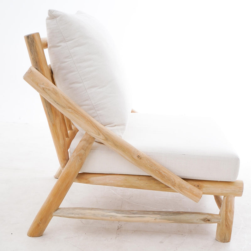 Teak One Seater Lounger with Cushions