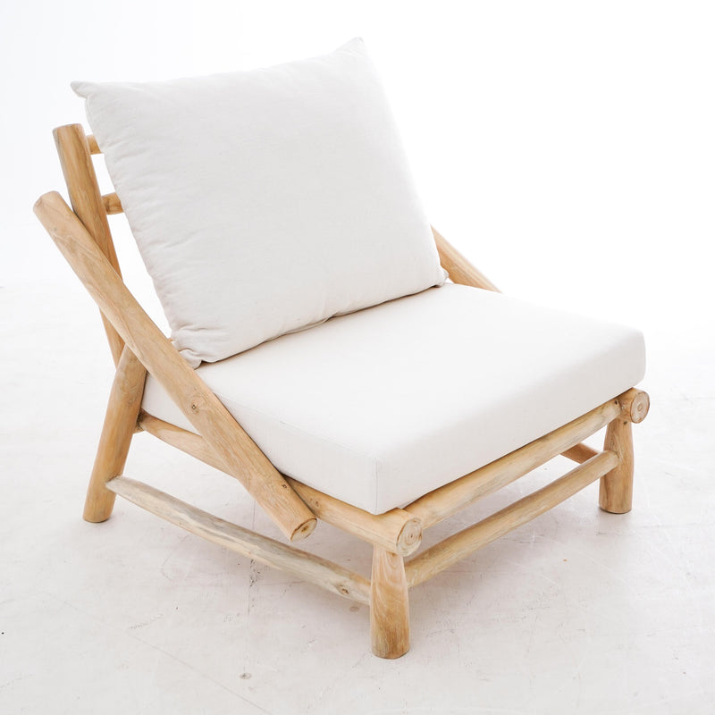 Teak One Seater Lounger with Cushions